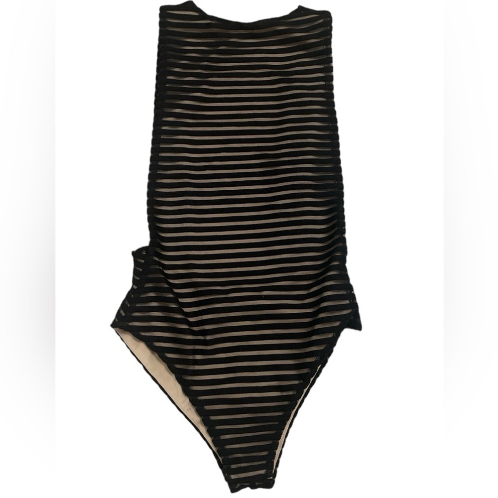 AQ/AQ BLACK & Nude Backless Bodysuit Swimsuit Size